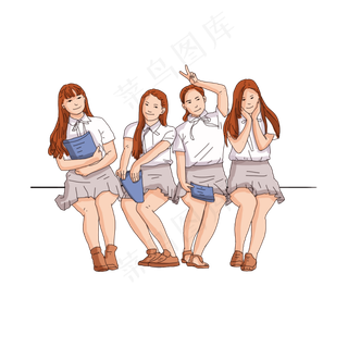 手绘女生宿舍毕业照