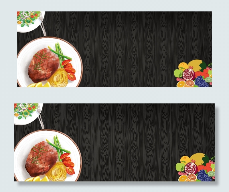 七夕浪漫晚餐牛排黑色质感背景