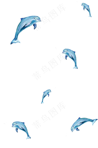 蓝色海豚漂浮素材,免抠元素