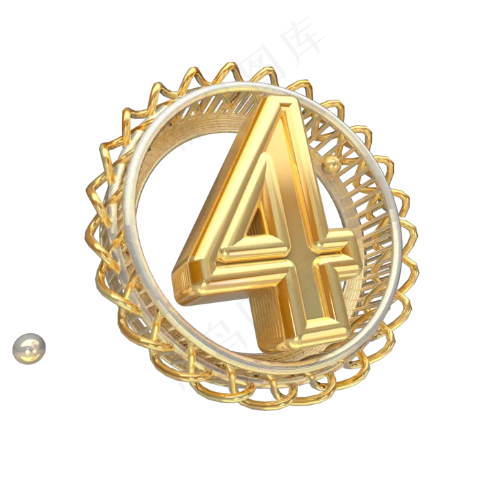金色倒计时数字4可商用,免抠元素艺术字(2000*2000px)psd模版下载