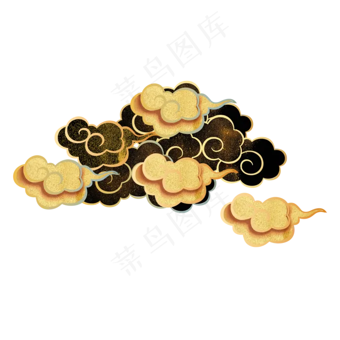 中国风描金云纹装饰,免抠元素(2000*2000px 300 dpi )ai矢量模版下载