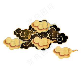 中国风描金云纹装饰,免抠元素