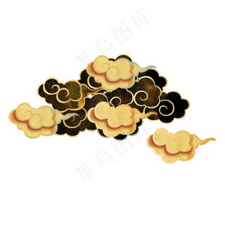 中国风描金云纹装饰,免抠元素