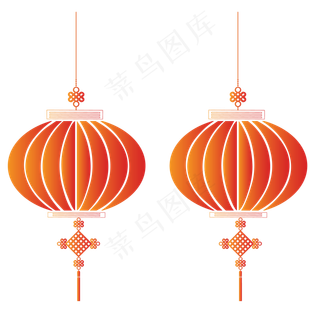 中国风红色灯笼中国结矢量图,免抠元素