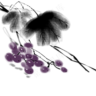 中国风古典风格古风水墨矢量图葡