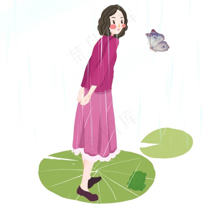 清明节人物和蝴蝶