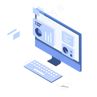 2.5d台式电脑商务信息免抠素材,免抠元素