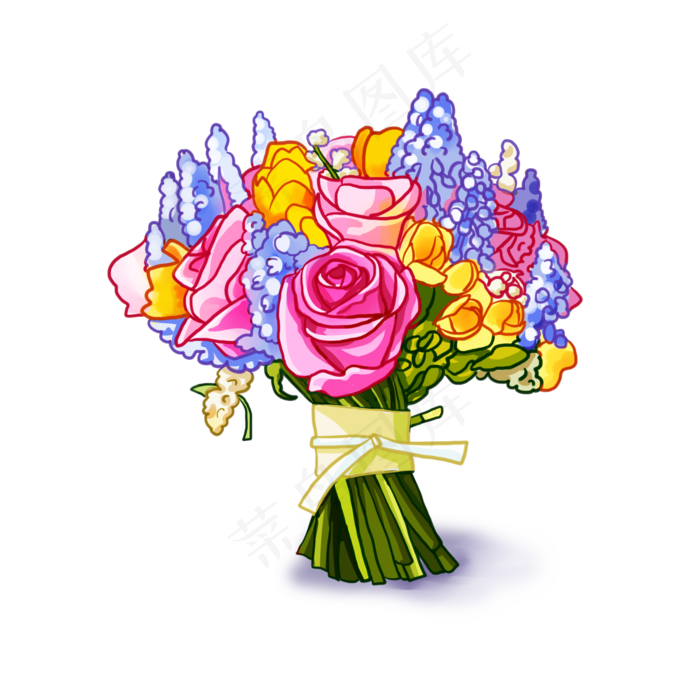 花艺手捧花鲜花插画