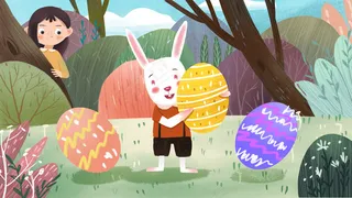复活节兔子彩蛋女孩偷看