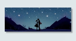 星空情侣蓝色夜空唯美梦幻banner