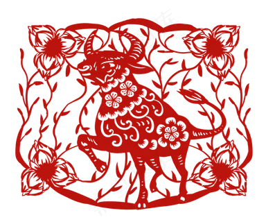 牛年新年年画剪纸