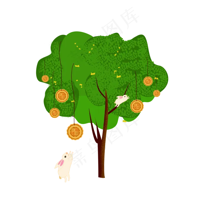 兔子抓月饼中秋节元素(2000X2000)