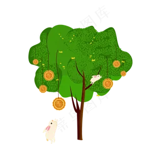 兔子抓月饼中秋节元素