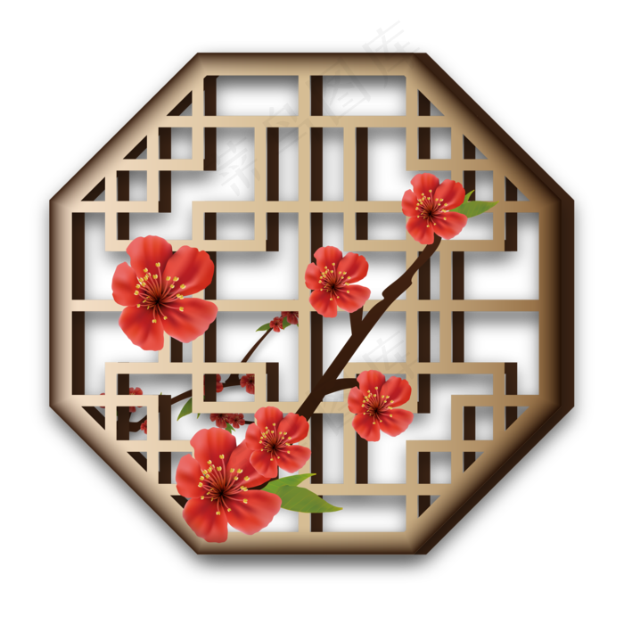 中国风传统窗户装饰(2000*2000px 300 dpi )ai矢量模版下载