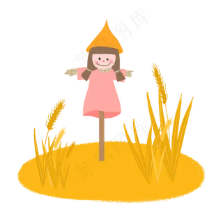 秋天小麦和稻草人