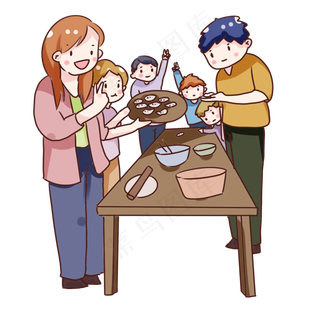 手绘卡通立冬包饺子