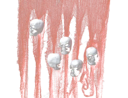 鬼节万圣节中元节红色布条骷髅头