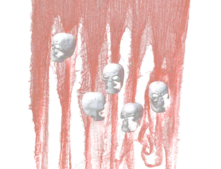 鬼节万圣节中元节红色布条骷髅头