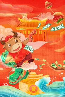 2021牛年暴富中国风