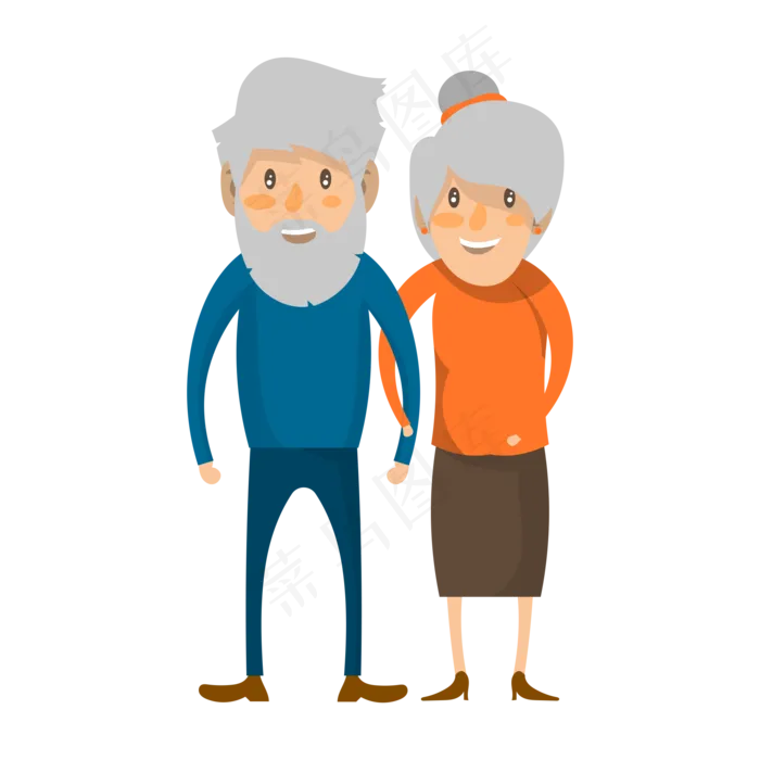手绘恩爱卡通夫妻重阳节老人(2000X2000(DPI:300))psd模版下载