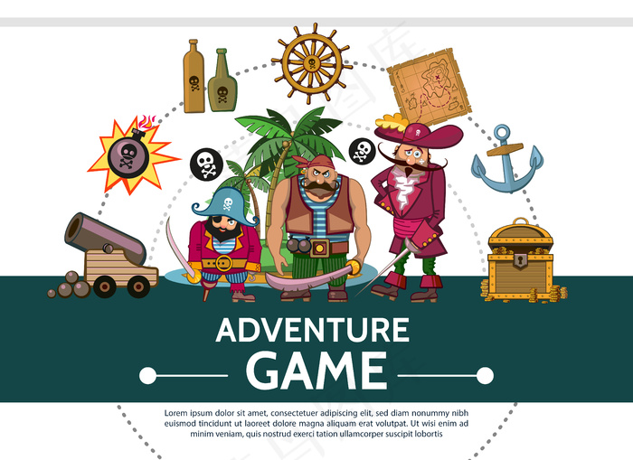 卡通冒险游戏ui元素组成