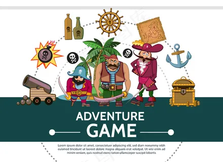 卡通冒险游戏ui元素组成