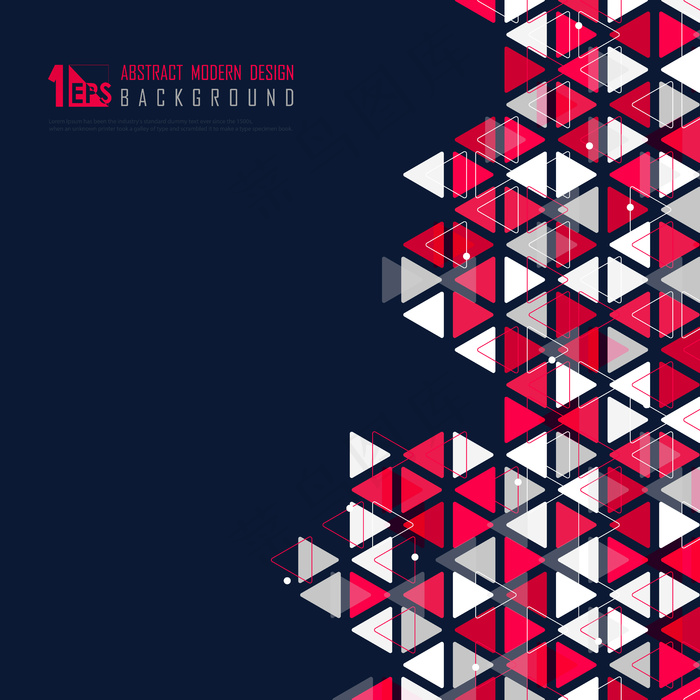 抽象三角形科技色白色和红色设计装饰背景。