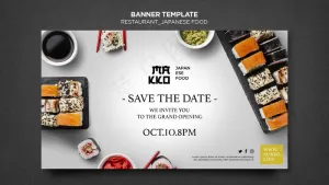 寿司餐厅盛大开业横幅banner网页模板