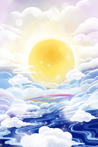 梦幻唯美中秋神话中国风古风圆月月亮云朵