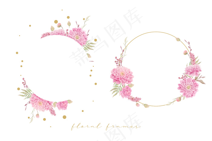 美丽的水彩大丽花花架