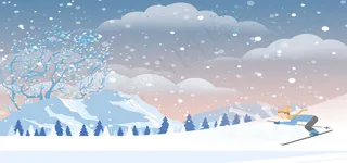 滑雪蓝色卡通banner