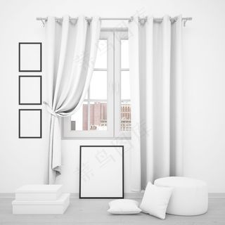 四周有空白相框的优雅窗户