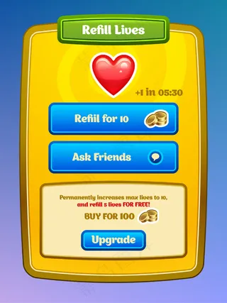 界面游戏用户界面按钮设置套件为二维视频游戏或应用程序。矢量图。易于编辑。