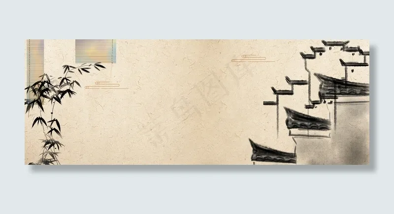中国风水墨屋檐banner(1920*700px 	       )psd模版下载