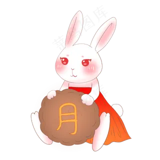 吃月饼玉兔兔子