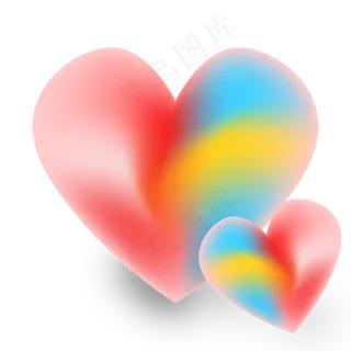 流体渐变爱心卡通手绘素材免费下