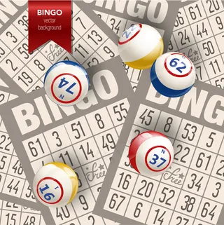 带球和卡片的宾果游戏背景