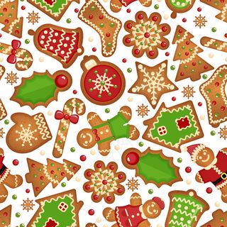 圣诞饼干背景。无缝圣诞饼干庆祝模式