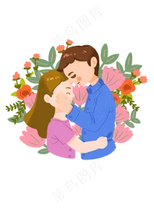 手绘时尚卡通情侣