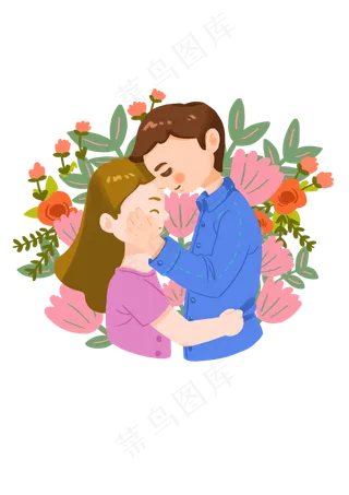 手绘时尚卡通情侣