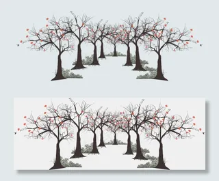 树木树林色彩组合矢量