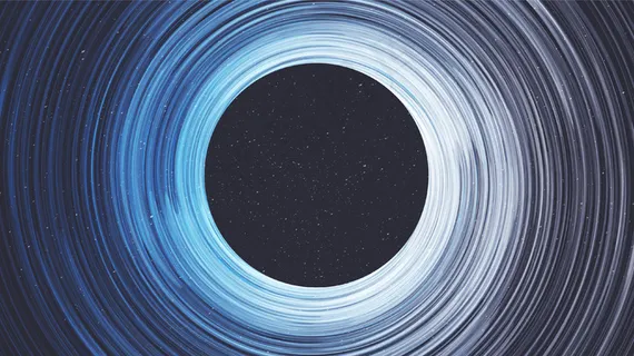 银河系背景上的爆炸螺旋黑洞。