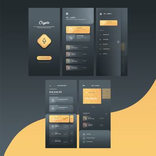 加密手机app移动应用程序ui屏幕，包括创建帐户