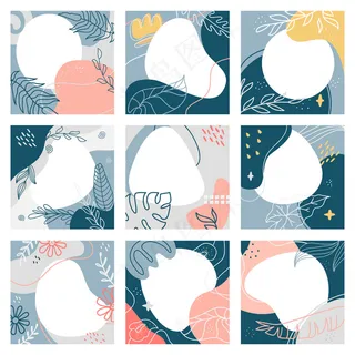 抽象社会后拼贴。方正时尚社交媒体帖子模板，现代抽象营销帖子版面插画集。拼贴封面，宣传单,DM传单照片广场张贴