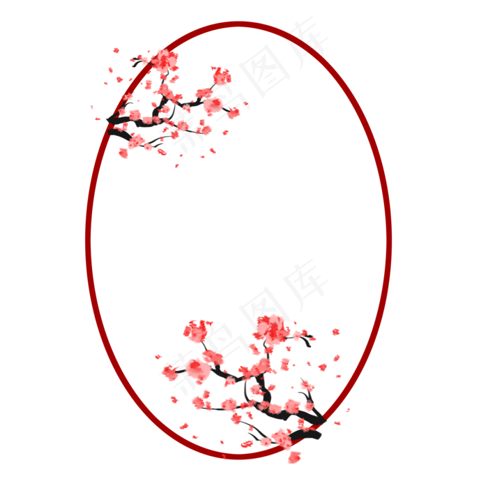 卡通手绘梅花花枝边框(2000X2000(DPI:300))psd模版下载