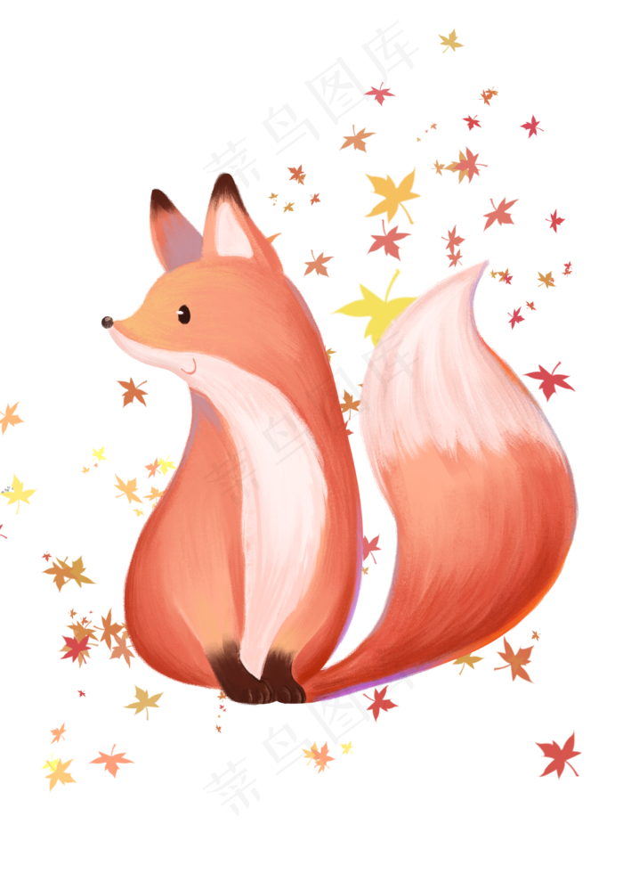 秋天动物狐狸Q版手绘(2480X3508(DPI:300))psd模版下载