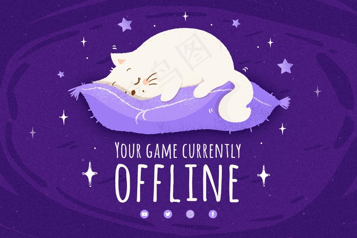 可爱的离线twitch横幅banner模板eps,ai矢量模版下载