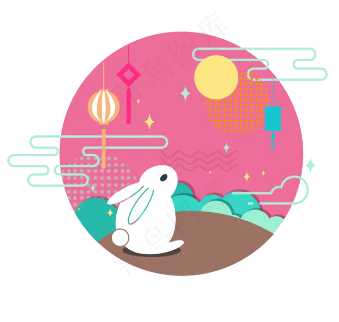 中秋月下兔(4724X7087(DPI:300))ai矢量模版下载
