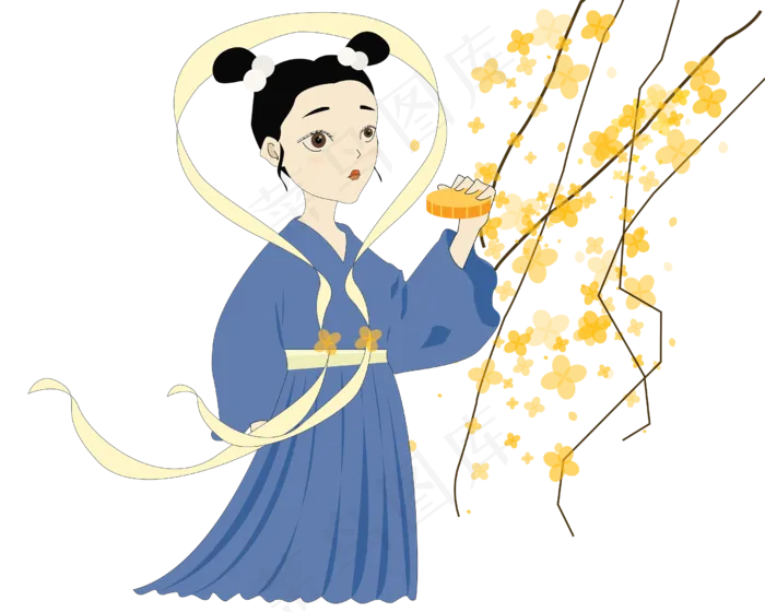 中秋节吃月饼人物(2500X2500(DPI:300))ai矢量模版下载