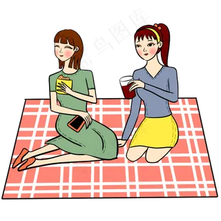 手绘矢量免抠可爱卡通好朋友秋游